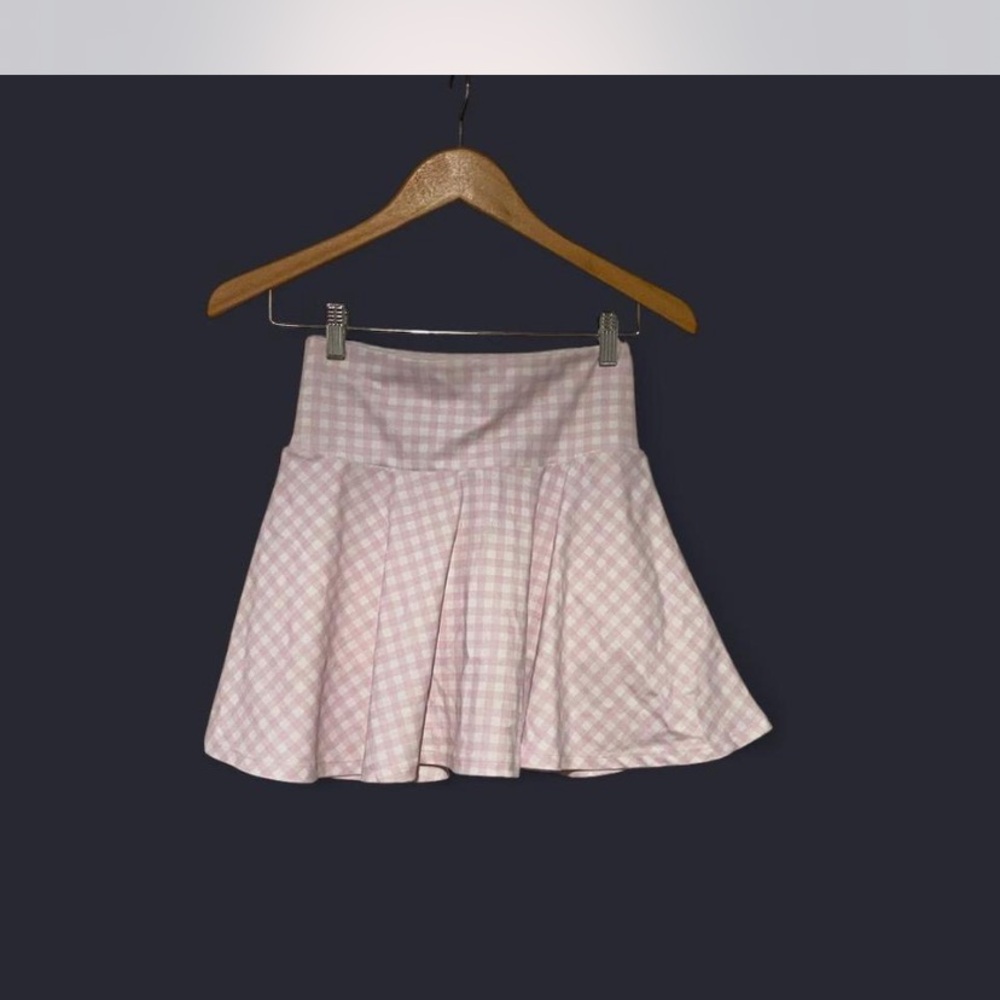 Elegant Pink Gingham Skater Skirt